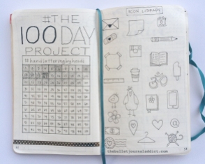100 Day Project Tracker + Doodle icon page